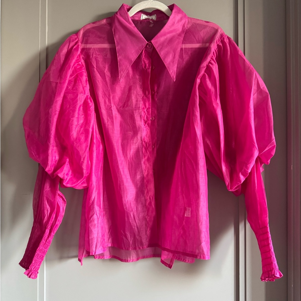 Pink Women's Puff Sleeve Blouse